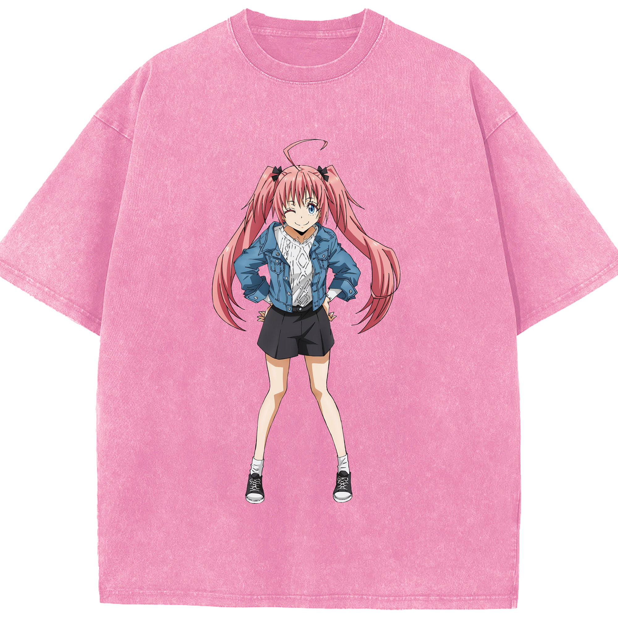 （画像用） 転スラ Regarding Reincarnated to Slime 綿100% ヴィンテージ風 半袖Tシャツ（フロントプリント）